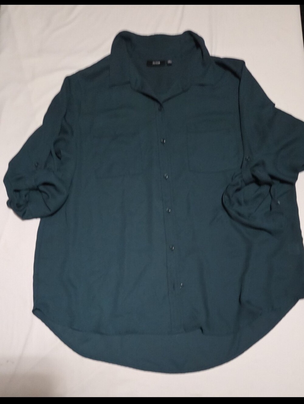 Apt 9 women's XL Green semi sheer button Blouse #27